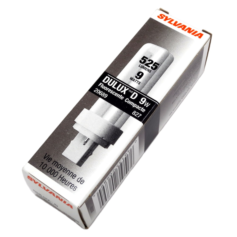 20689 Sylvania CF9DD/827/ECO Dulux D 9W 2 Pin CFL Lamp