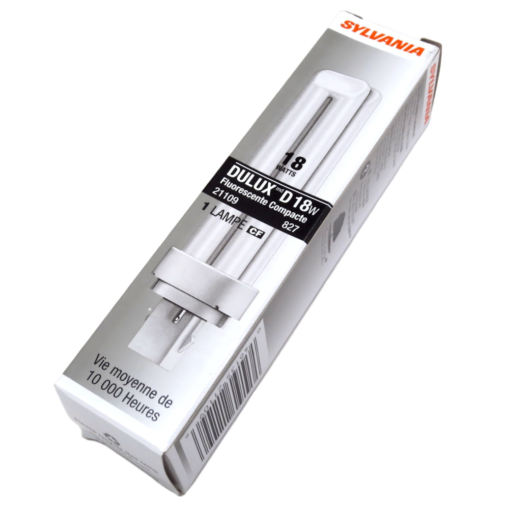 21109 Sylvania CF18DD/827/ECO Dulux D 18W 2 Pin CFL Lamp