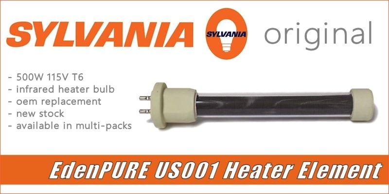 Sylvania Heater Elements for EdenPURE Portable Heaters Now in Stock! 58911 US001 500W T6 115V. Available as singles or value multi-packs!